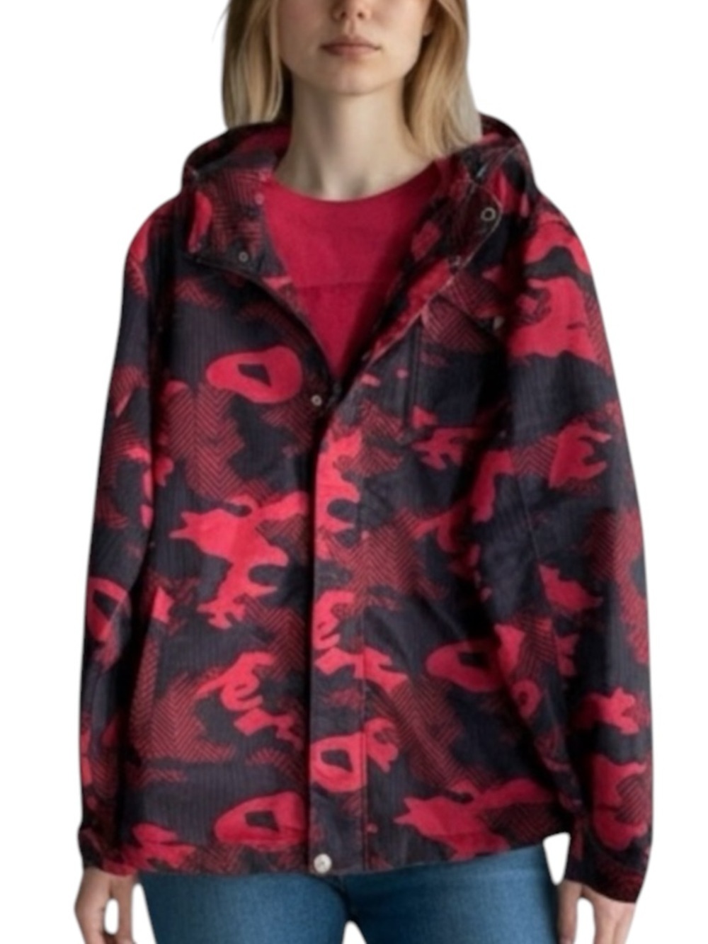 REEBOK Softshell Jacket Camouflage Jacket in Red/Black Size Medium -- VINTAGE?